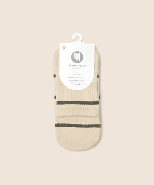 Quarter Crew Non Slip Grip Socks | Baseline Oat