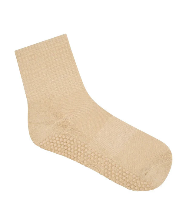 Crew Non Slip Grip Socks | Almond
