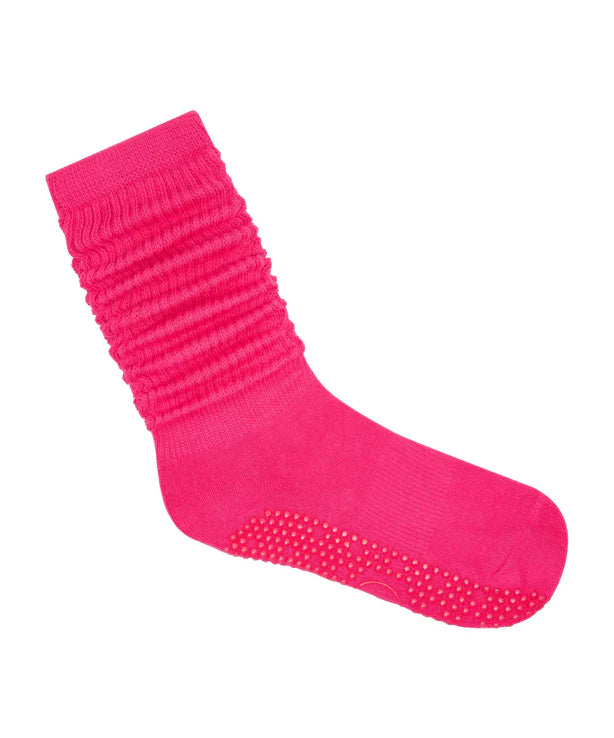 Scrunch Non Slip Grip Socks | Neon Pink