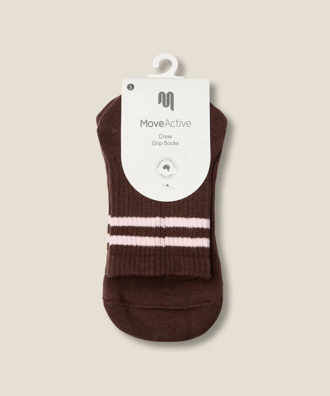 Crew Non Slip Grip Socks | Sporty Stripe Espresso
