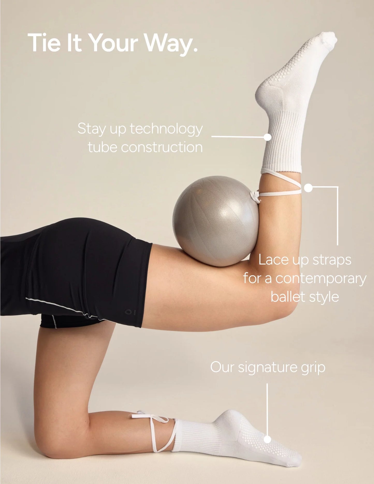 The Nina Grip Sock | White