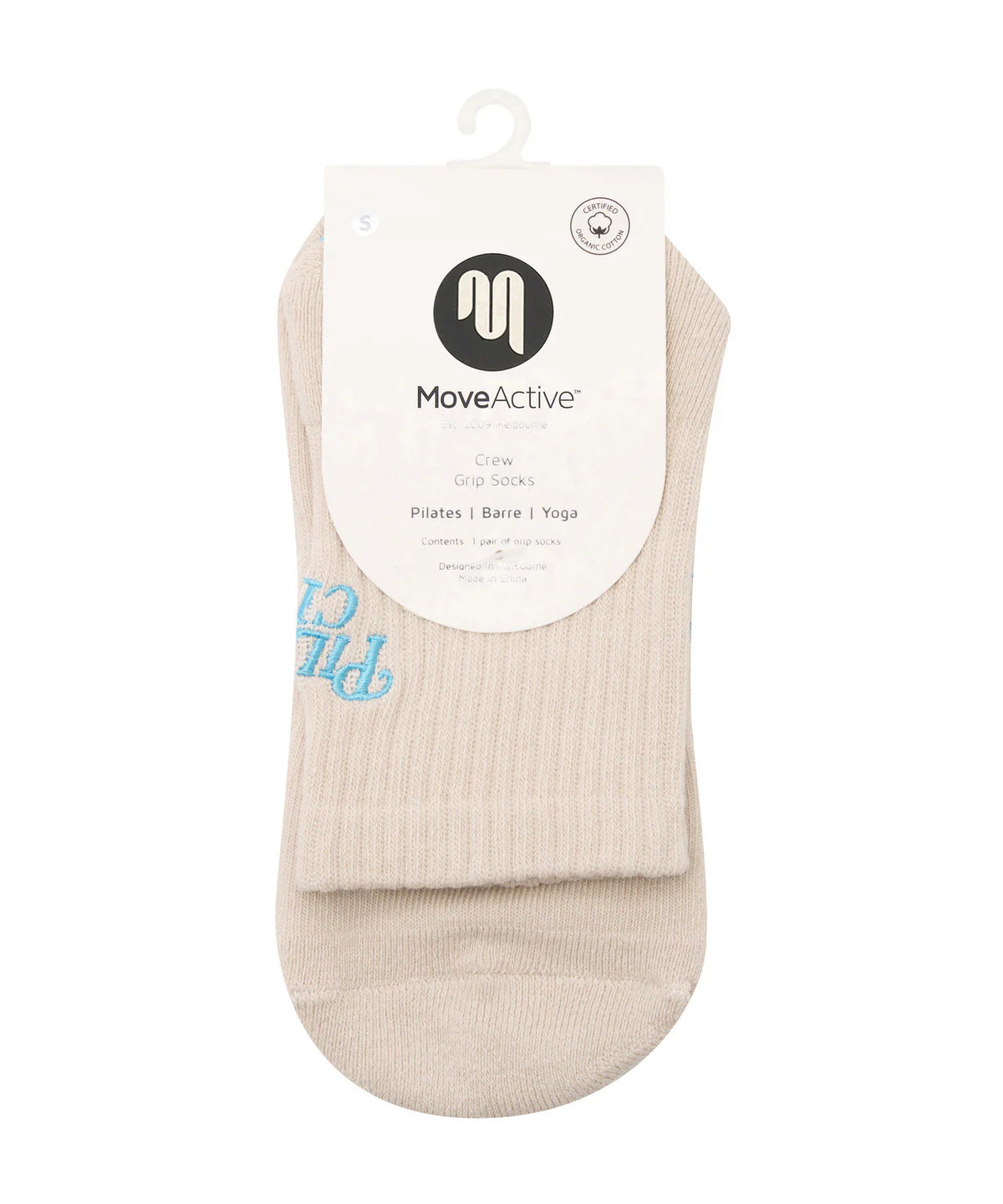 Crew Non Slip Grip Socks | Pilates Club Stone
