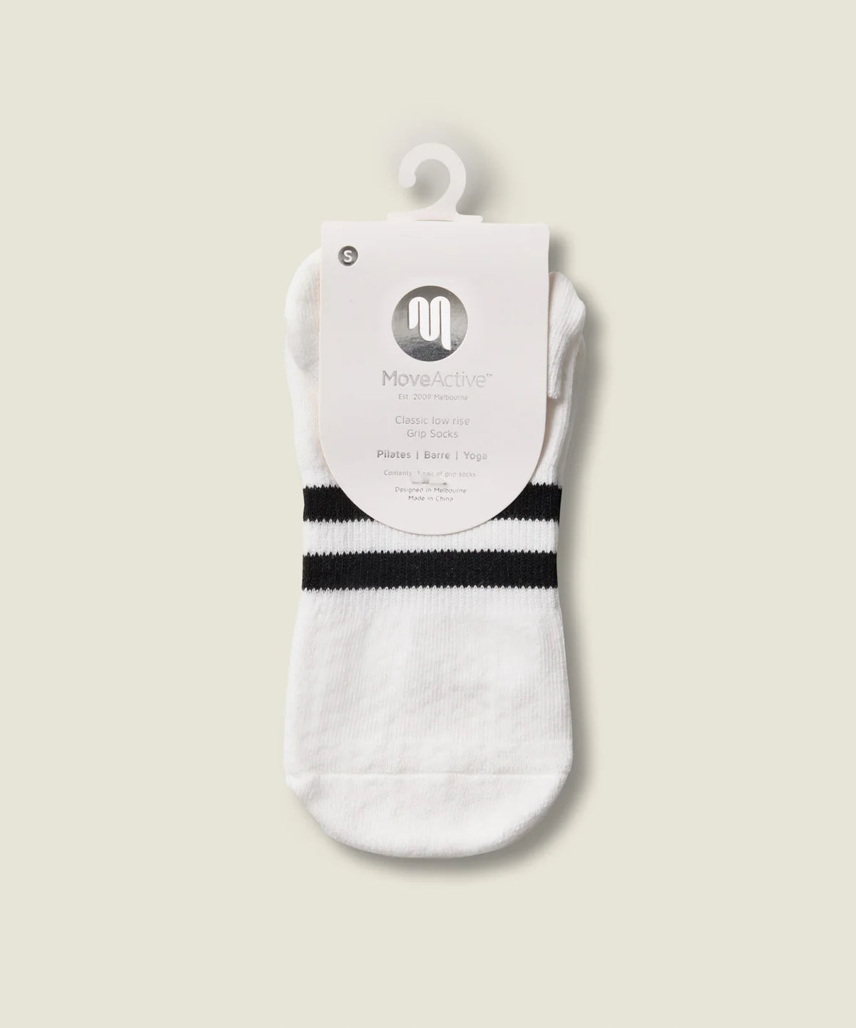 Classic Low Rise Grip Socks | Sporty Stripe Ivory