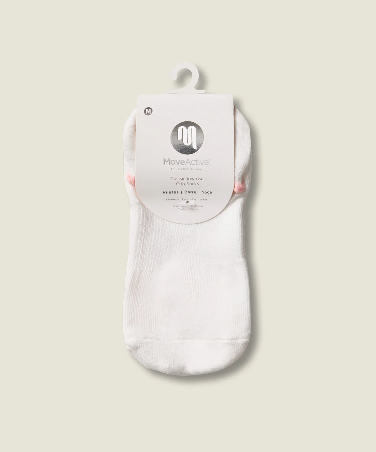 Classic Low Rise Grip Socks | Ivory Pink Frill