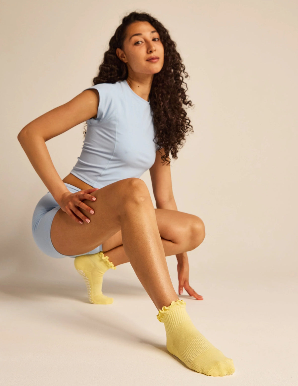The Ruffle Grip Sock | Lemon