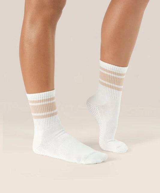 Crew Non Slip Grip Socks | Almond Stripes