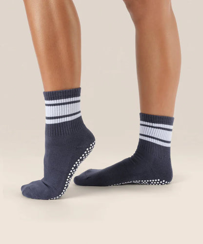 Crew Non Slip Grip Socks | French Navy Stripe