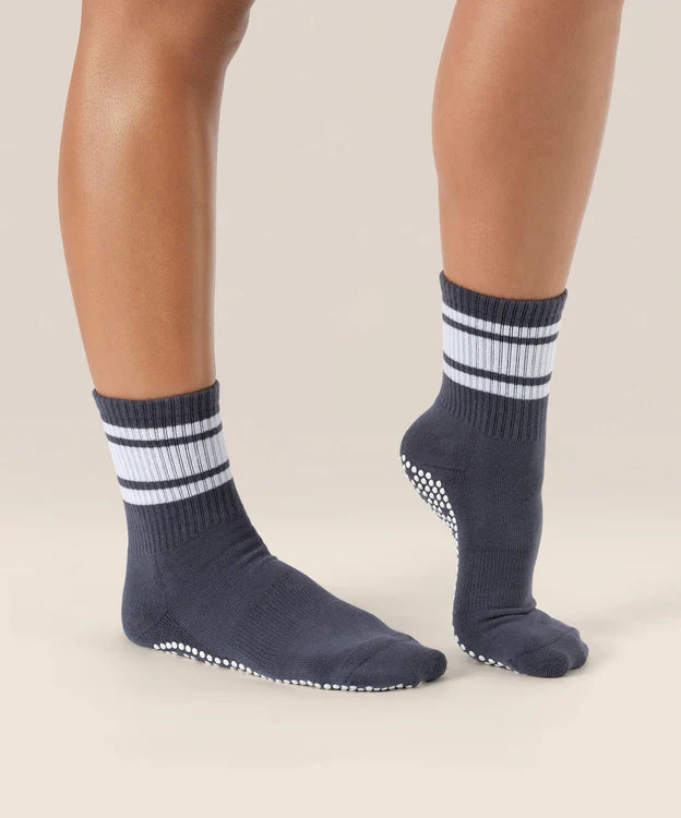Crew Non Slip Grip Socks | French Navy Stripe