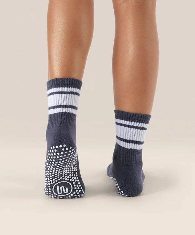 Crew Non Slip Grip Socks | French Navy Stripe