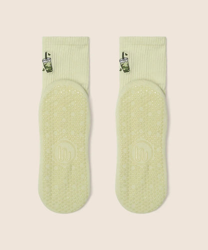 Crew Non Slip Grip Socks | Matcha Lover