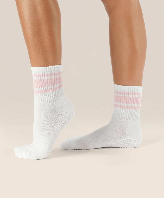 Crew Non Slip Grip Socks | Pink Stripes