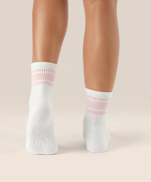 Crew Non Slip Grip Socks | Pink Stripes
