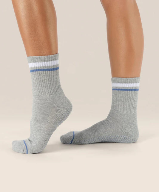 Crew Non Slip Grip Socks | Varsity Stripe Marle