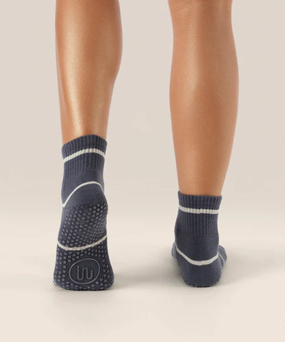Quarter Crew Non Slip Grip Socks | Baseline Navy