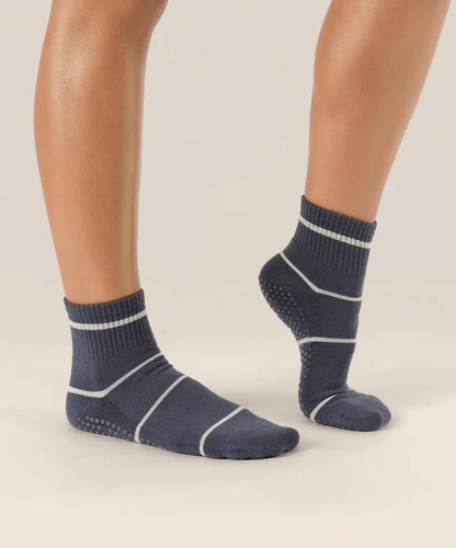 Quarter Crew Non Slip Grip Socks | Baseline Navy
