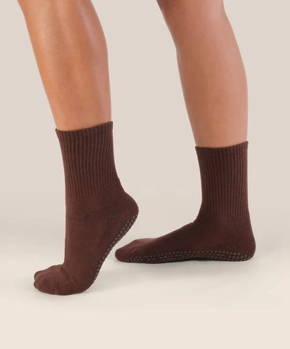 Crew Non Slip Grip Socks | Espresso