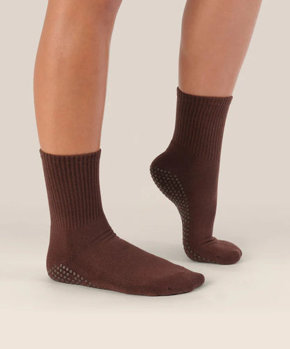 Crew Non Slip Grip Socks | Espresso
