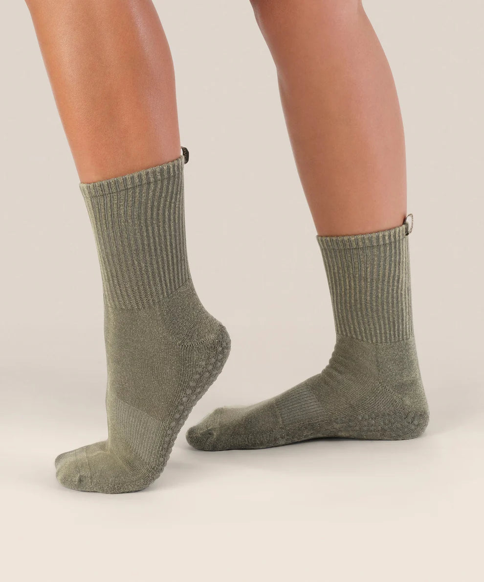Crew Non Slip Grip Socks | Vintage Rib Khaki