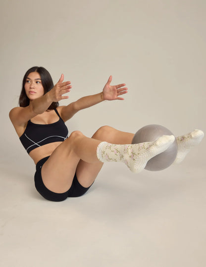 The Floral Grip Sock | Vintage Rose