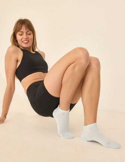 The Harlow Grip Sock | Baby Blue Smiley