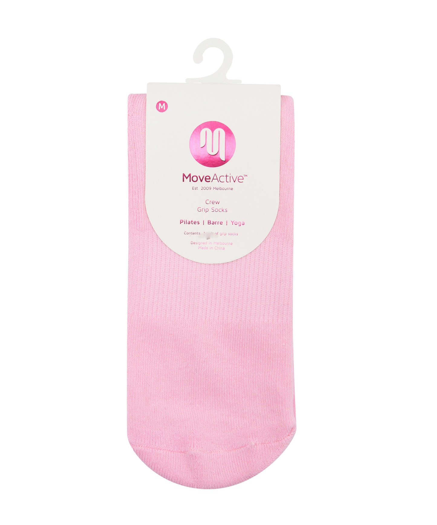 Crew Non Slip Grip Socks - Ribbed Sporty Pink