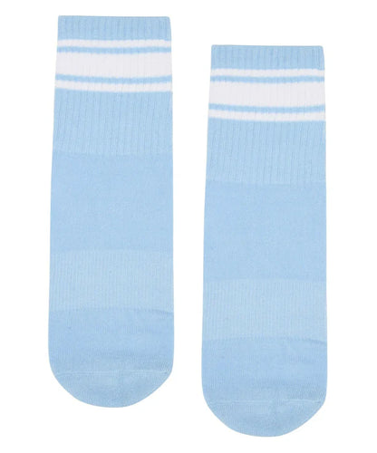 Crew Non Slip Grip Socks - Powder Blue Stripes