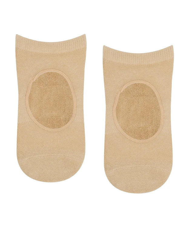 Slide On Non Slip Grip Socks | Almond