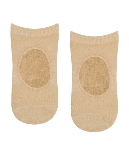 Slide On Non Slip Grip Socks | Almond