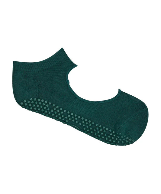 Slide On Non Slip Grip Socks - Forest Green