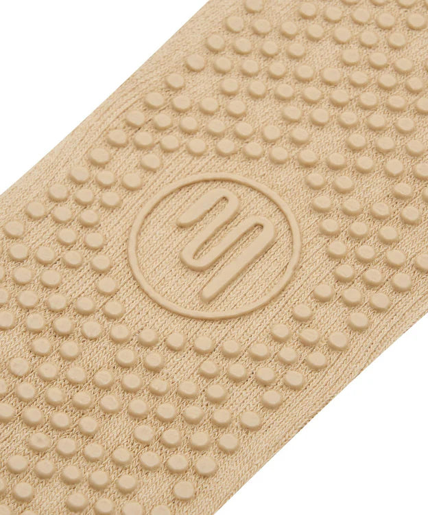Slide On Non Slip Grip Socks | Almond
