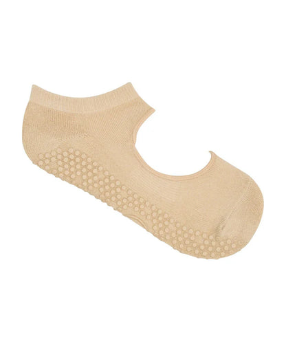 Slide On Non Slip Grip Socks | Almond