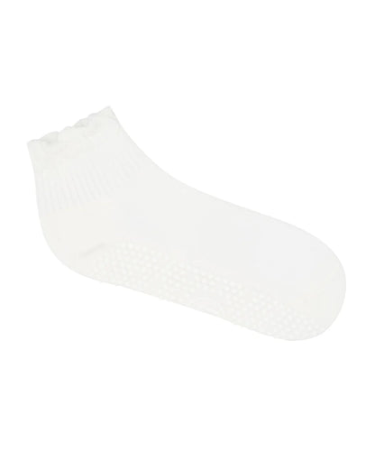 Quarter Crew Non Slip Grip Socks | Snow Ruffle