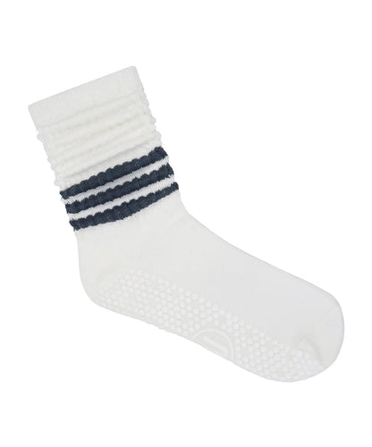 Scrunch Non Slip Grip Socks | French Navy Stripe High