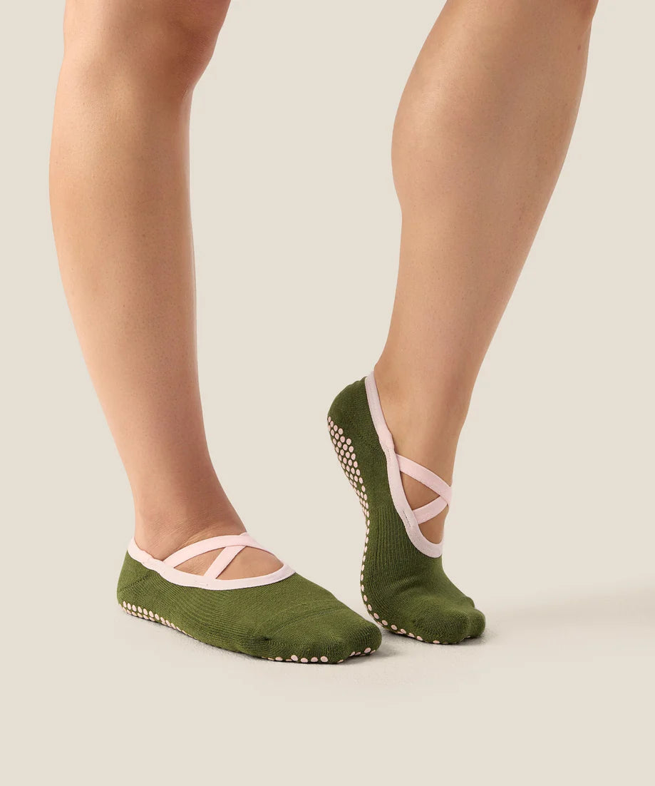Ballet Non Slip Grip Socks | Pine