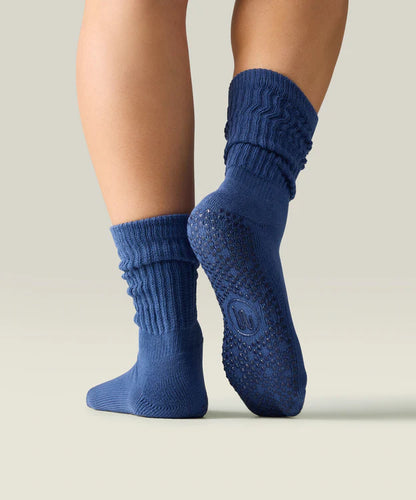 Scrunch Non Slip Grip Socks | Denim Blue