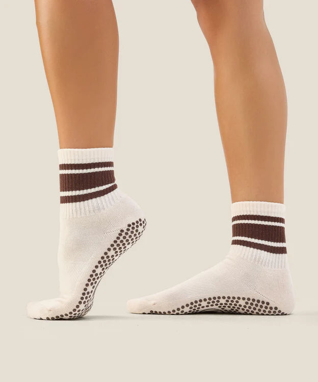 Crew Grip Socks | Oat Espresso Stripe