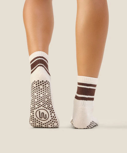 Crew Grip Socks | Oat Espresso Stripe