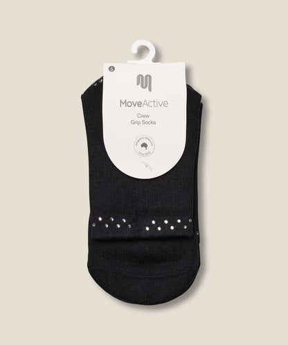 Crew Non Slip Grip Socks | Gem Black