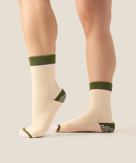 Crew Non Slip Grip Socks | Cottage Stripe