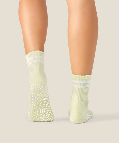 Crew Non Slip Grip Socks | Ivory Stripe Matcha