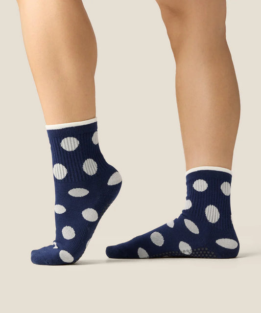 Crew Non Slip Grip Socks | Polka Dot Navy