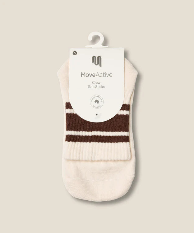 Crew Grip Socks | Oat Espresso Stripe