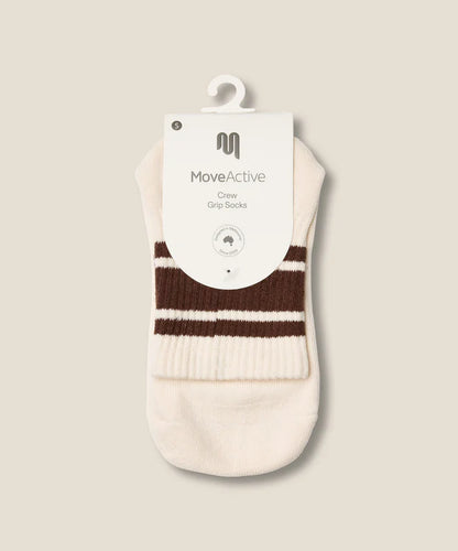 Crew Grip Socks | Oat Espresso Stripe