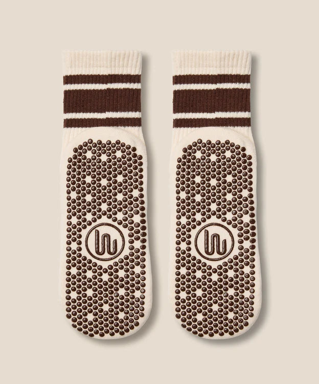 Crew Grip Socks | Oat Espresso Stripe