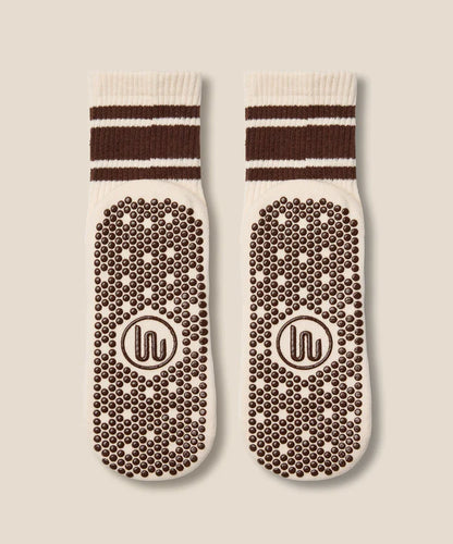 Crew Grip Socks | Oat Espresso Stripe
