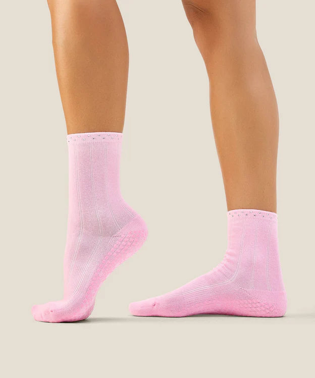Crew Non Slip Grip Socks | Gem Pink