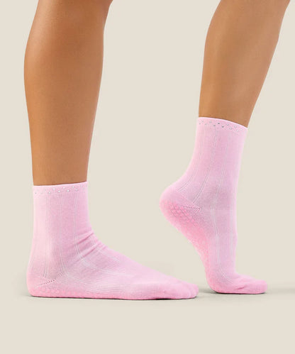 Crew Non Slip Grip Socks | Gem Pink