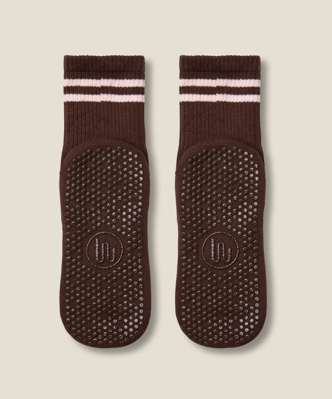 Crew Non Slip Grip Socks | Sporty Stripe Espresso