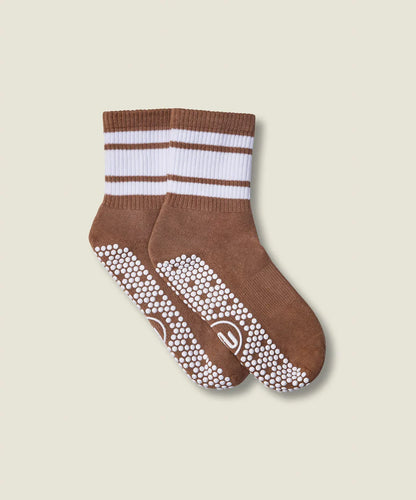 Crew Non Slip Grip Socks | Tan Stripe
