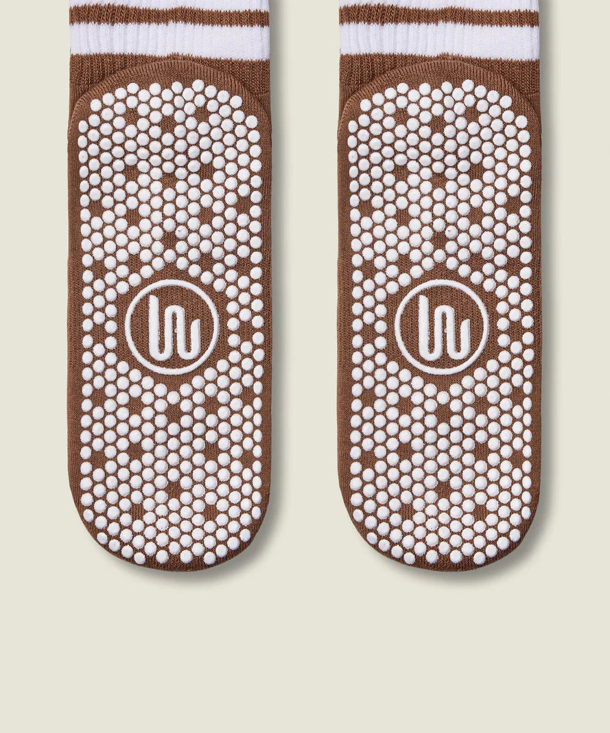 Crew Non Slip Grip Socks | Tan Stripe